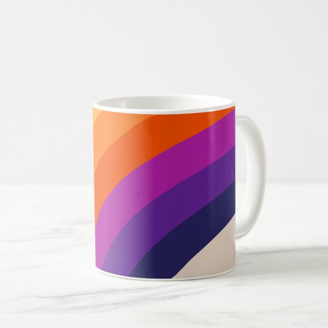 Farbige Retro-Regenbogenkunst Kaffeetasse (VorderseiteRechts)