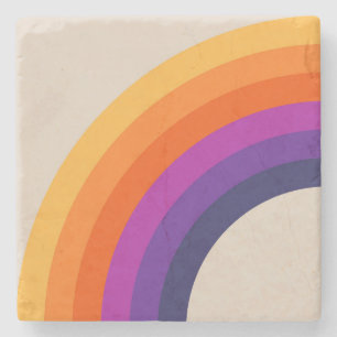Farbige Retro-Regenbogenkunst Steinuntersetzer