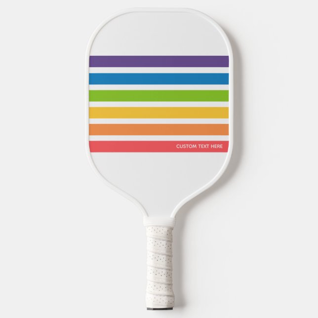 Farbige Retro-Regenbogenstreifen Personalisierter  Pickleball Schläger (Vorderseite)