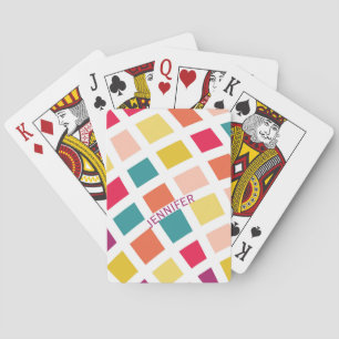 Farbige Retro-Style-Quadrate-Design Spielkarten