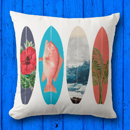 Farbige Retro-Surfbretter Kissen