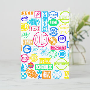 Farbige Retro-Text-Grunge-Stempel-Sammlung Einladung