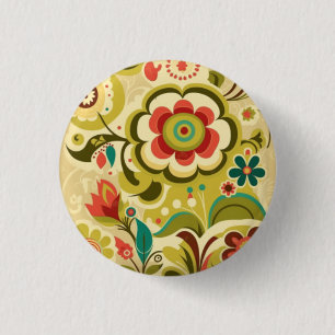 Farbige Retro-Vintage Design Blumentaste Button