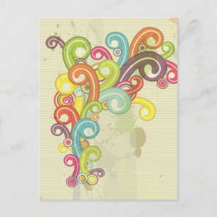 Farbige Retro-Wirbel mit Regenbogenfarbe Postkarte