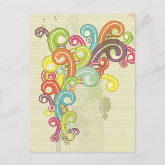 Farbige Retro-Wirbel mit Regenbogenfarbe Postkarte (Vorderseite)