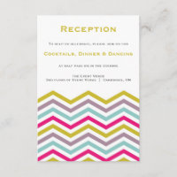 Farbige Retro-Zickzack Muster-Empfang-Karte
