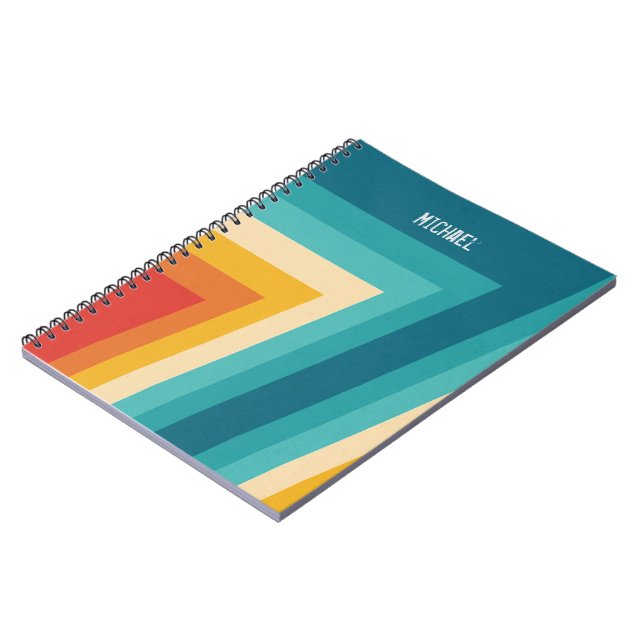 Farbige Retrostreifen - 70er, 80er Notizblock (Linke Seite)