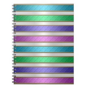 Farbige Ribbons Streifen in Rosa Blau Lila Notizblock