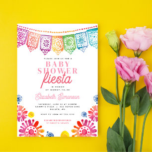 Farbige rosa Babyparty-Mexikanische Fiesta Einladung