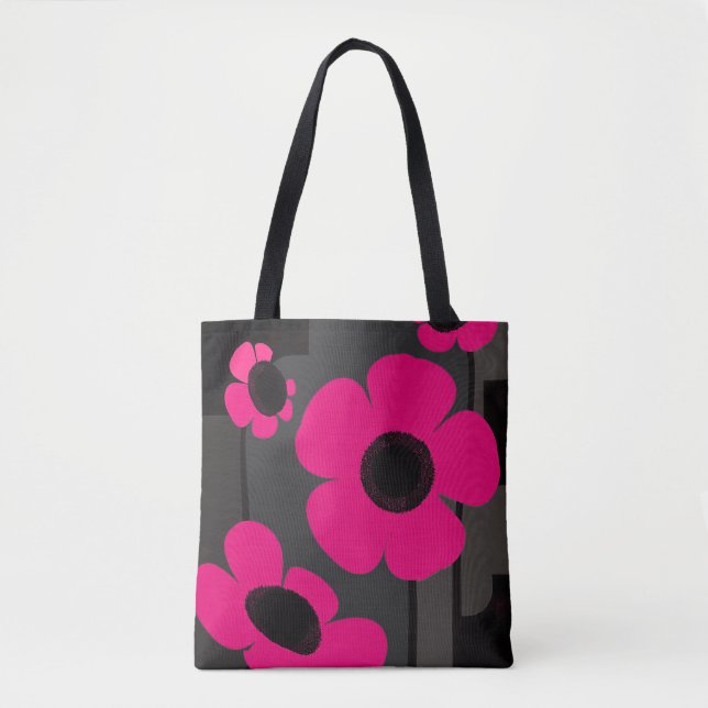 Farbige rosa Blumen-Tasche | Moderne Art Deco Blüt (Vorderseite)