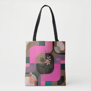 Farbige rosa Blumen-Tasche – Moderne geometrische