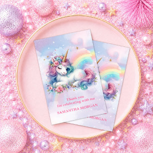 Farbige rosa Einhorn Mädchen Geburtstag Danke Kart