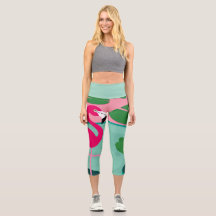 Farbige rosa Flamingo-Tropenparadies-Capri-Legging
