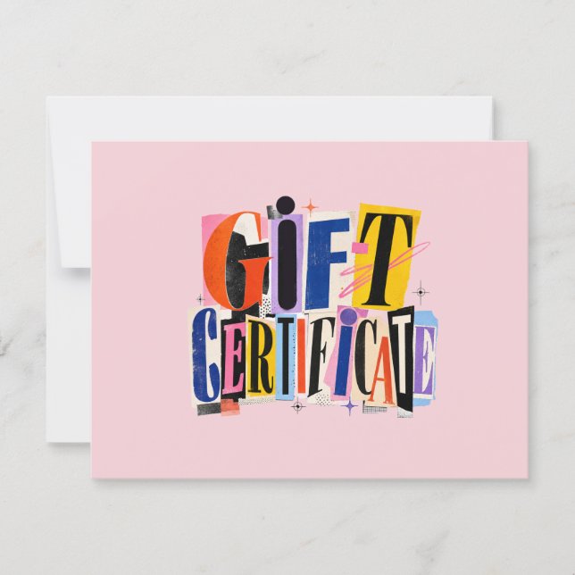 Farbige rosa Geschäftsgeschenkgutschein (Vorderseite)