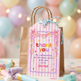 Farbige Rosa Gestreifte Lustige Mädchen Geburtstag Geschenkanhänger