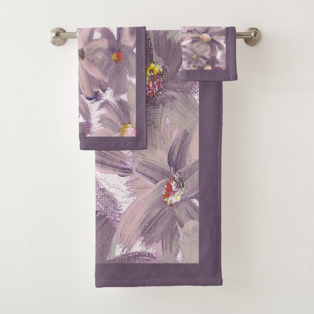 Farbige, rosa gestrichene Blume Badhandtuch Set (Insitu)
