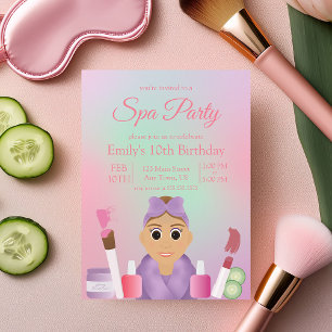 Farbige rosa Kinder-Spa-Party-Geburtstags-Einladun Einladung