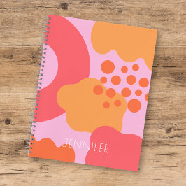 Farbige rosa orangefarbene Bio Formen mit Namen Notizbuch
