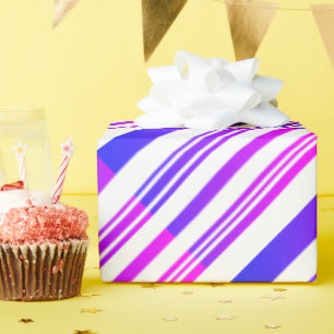 Farbige rosa und blaue Streifen auf Weiß Geschenkpapier