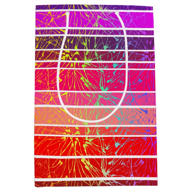 Farbige, rosa und Lila Streifen, Feuerwerkskörper Mittlere Geschenktüte (Vorderseite)