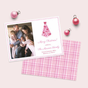 Farbige rosa und rote Weihnachtsbaum Bild Feiertagskarte