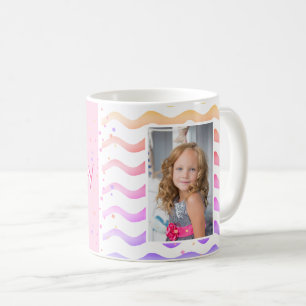 Farbige rosa Wellen Mädchen Happy Birthday Foto Kaffeetasse