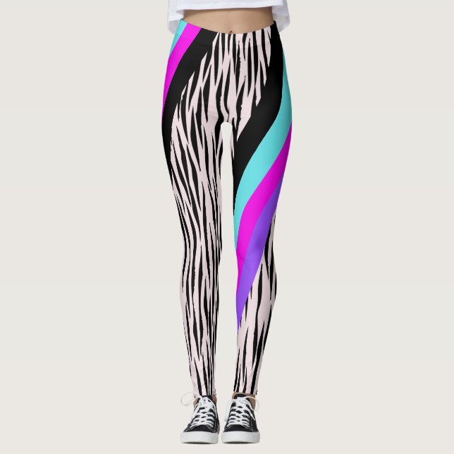 Farbige Rosa Zebra-Leggings Leggings (Vorderseite)