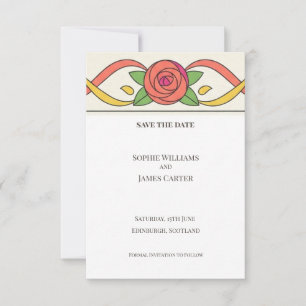 Farbige Rose Art Deco Save The Date