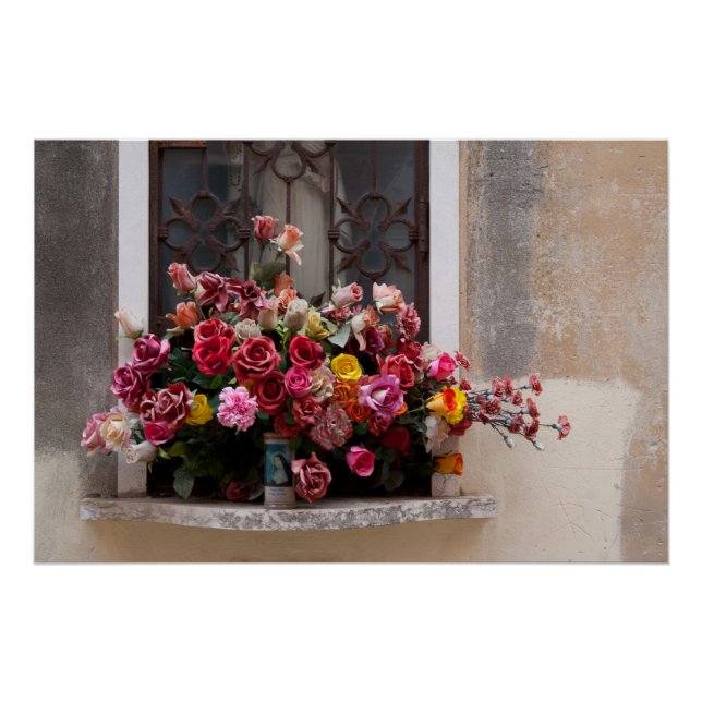 Farbige Rose aus Kunststoff Poster (Vorderseite)