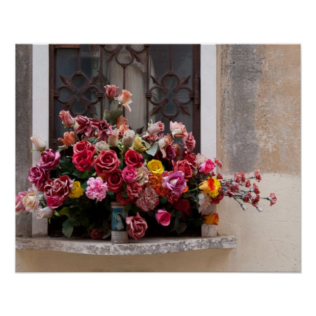 Farbige Rose aus Kunststoff Poster (Vorderseite)
