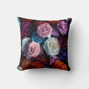 Farbige Rose Blume Art Throw Kissen