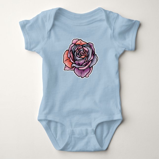 Farbige Rose Blume Baby Strampler (Vorderseite)