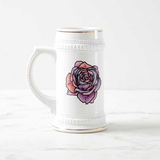 Farbige Rose Blume Bierglas (Links)