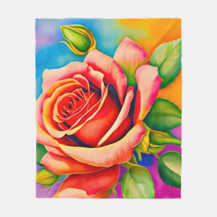 Farbige Rose Blume Digitales Bild Fleecedecke