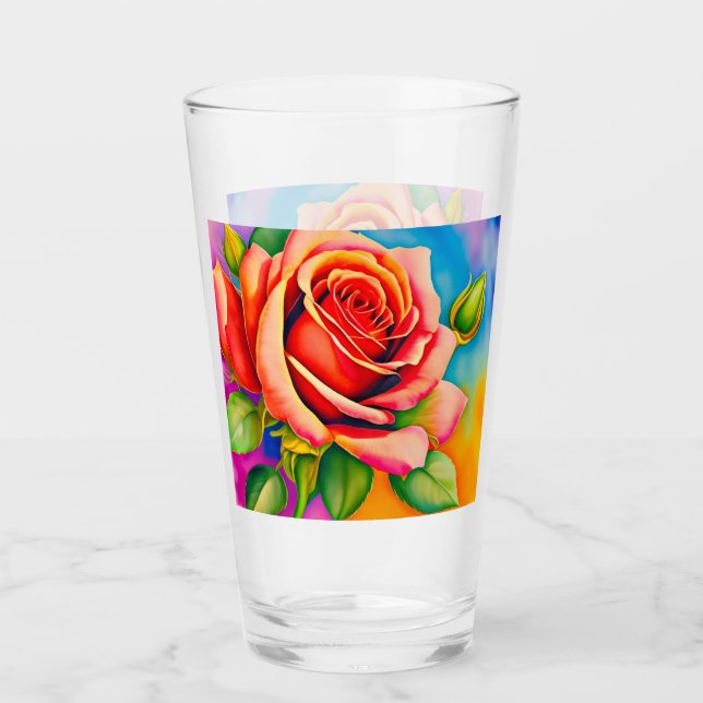 Farbige Rose Blume Digitales Bild Glas (Vorderseite)