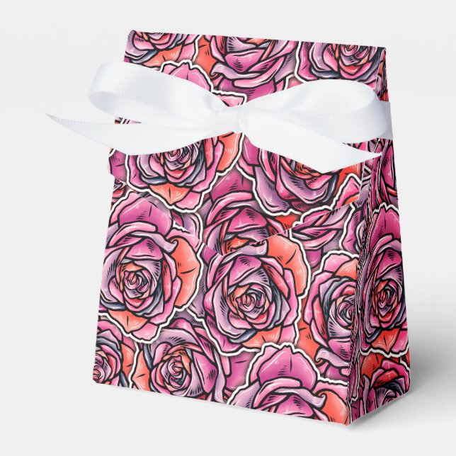 Farbige Rose Blume Geschenkschachtel (Vorderseite)
