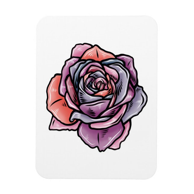 Farbige Rose Blume Magnet (Vertikal)