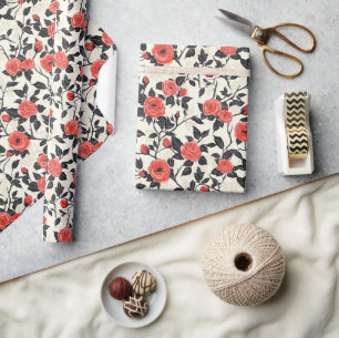 Farbige Rose Blume Minimalistische Wrapping Paper Geschenkpapier