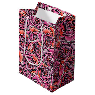 Farbige Rose Blume Mittlere Geschenktüte