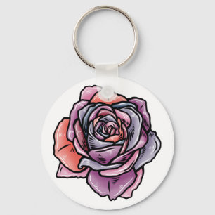 Farbige Rose Blume Schlüsselanhänger