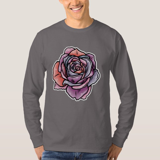 Farbige Rose Blume T-Shirt (Vorderseite)