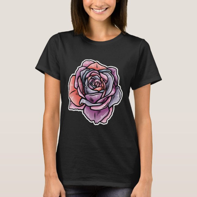 Farbige Rose Blume T-Shirt (Vorderseite)