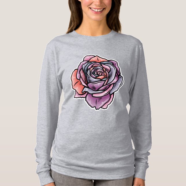 Farbige Rose Blume T-Shirt (Vorderseite)