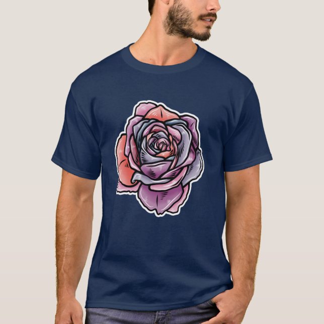 Farbige Rose Blume T-Shirt (Vorderseite)