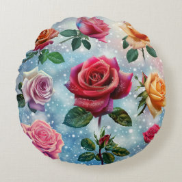 Farbige Rose Digitale Kunst Rundes Kissen
