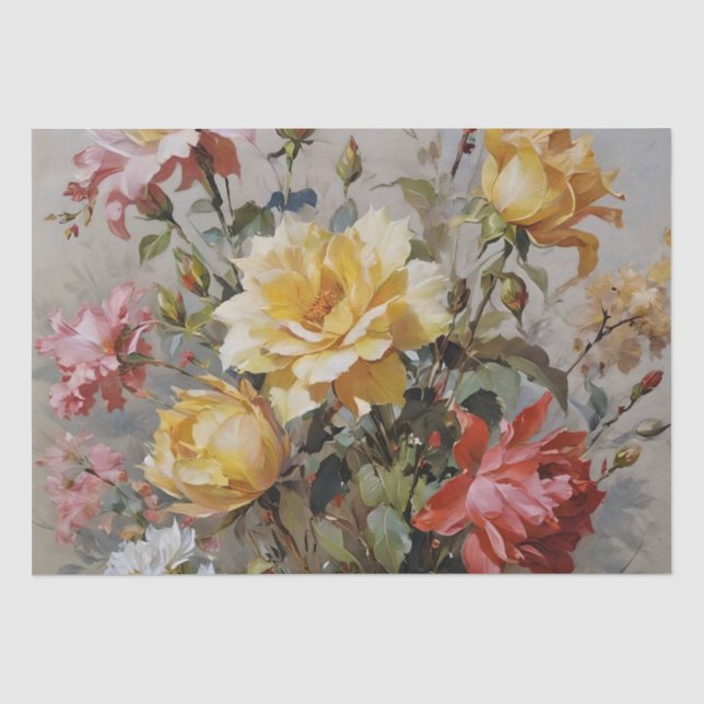 Farbige Rose Druckentkundung / Seidenpapier (Vorderseite)