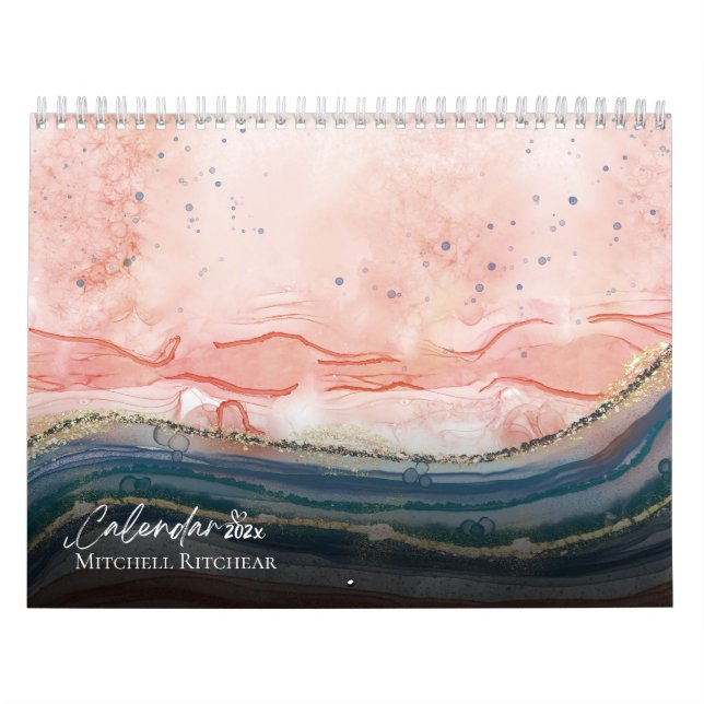 Farbige Rose Goldblau Marmorfarbe Glitzer Kalender (Titelbild)