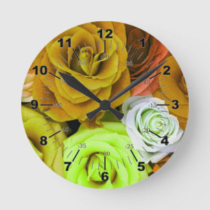 Farbige Rose Runde Wanduhr