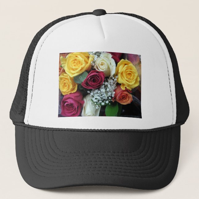 Farbige Rose Truckerkappe (Vorderseite)