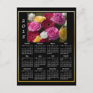 Farbige Rose und Blume 2015 Postkarte